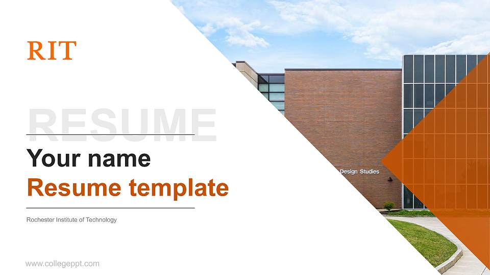 Rochester Institute of Technology Resume PPT Template16:9 ratio PPT effect preview image