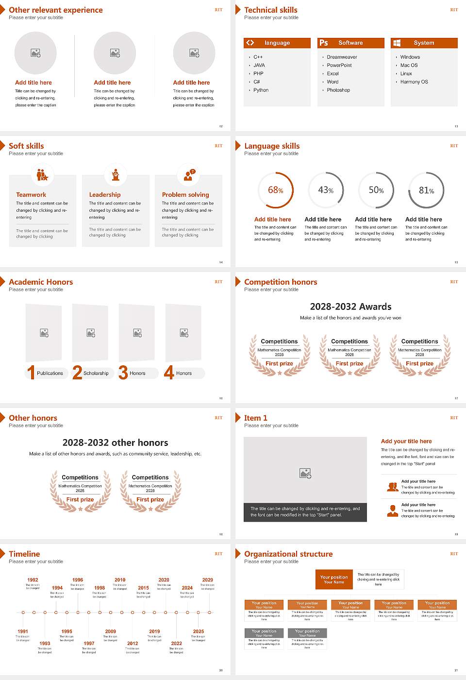 Rochester Institute of Technology Resume PPT Template16:9 ratio PPT effect preview image3