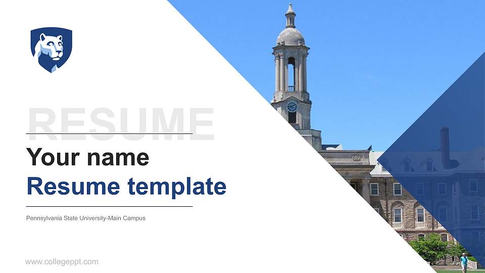 Pennsylvania State University-Main Campus Resume PPT Template16:9 ratio PPT effect preview image