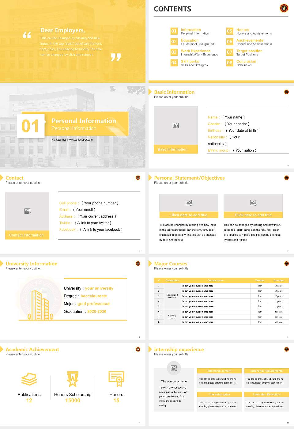 Ottawa University-Ottawa Resume PPT Template16:9 ratio PPT effect preview image2
