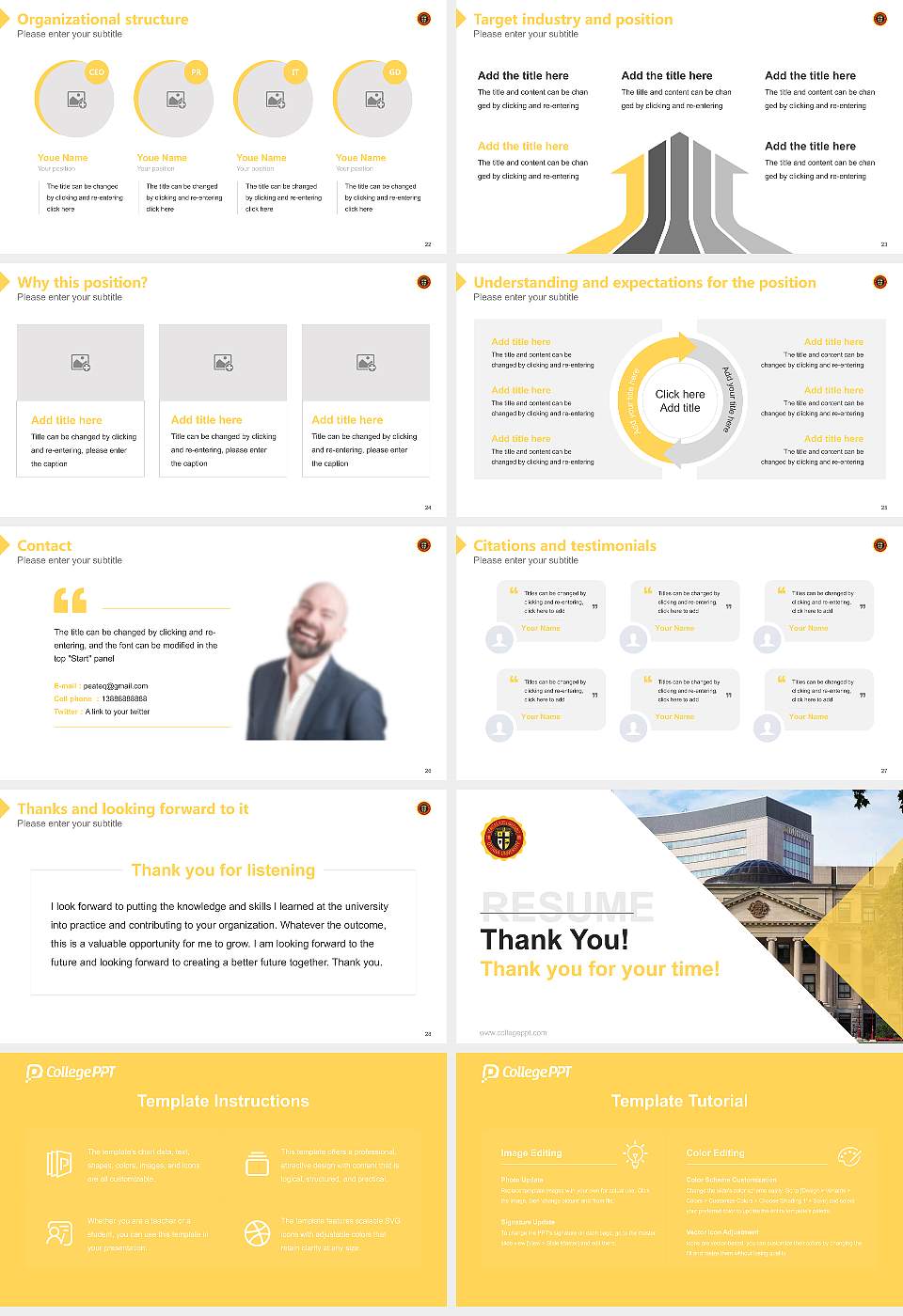 Ottawa University-Ottawa Resume PPT Template16:9 ratio PPT effect preview image4