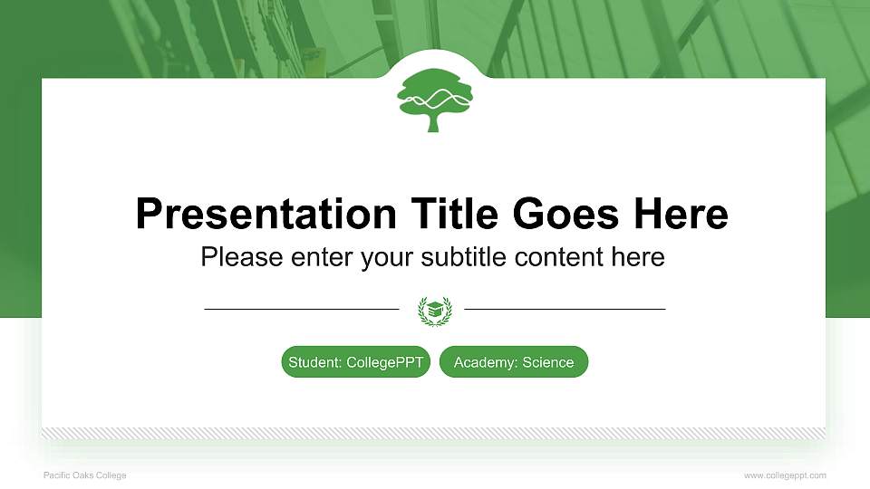 Pacific Oaks College National Scholarship Defense PPT Template16:9 ratio PPT effect preview image