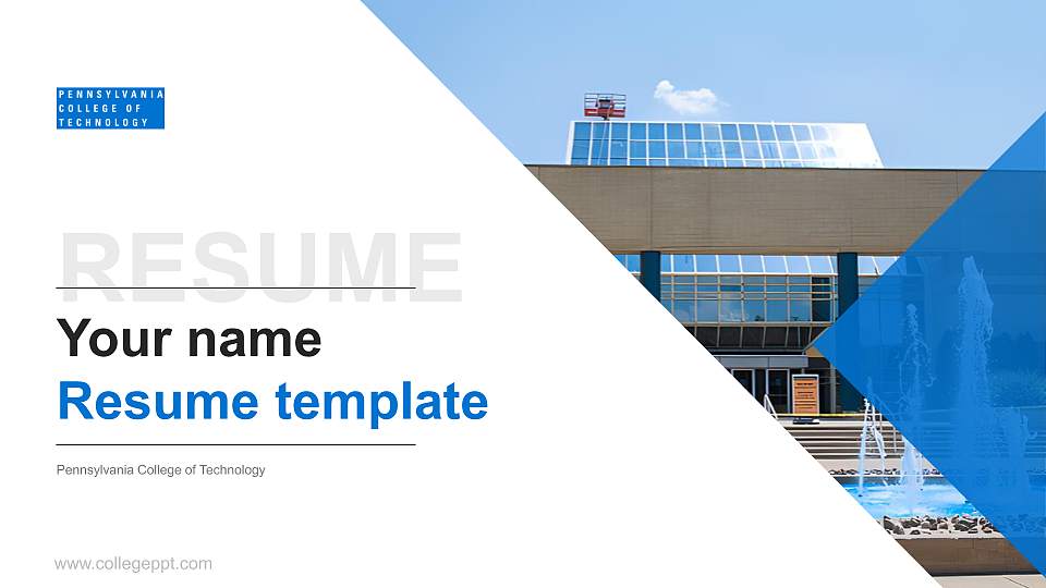Pennsylvania College of Technology Resume PPT Template16:9 ratio PPT effect preview image