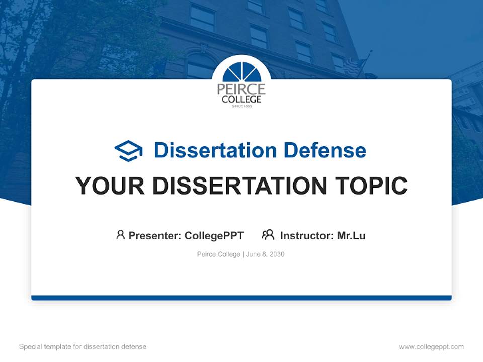 Peirce College Graduation Thesis Defense PPT Template4:3 ratio PPT effect preview image7