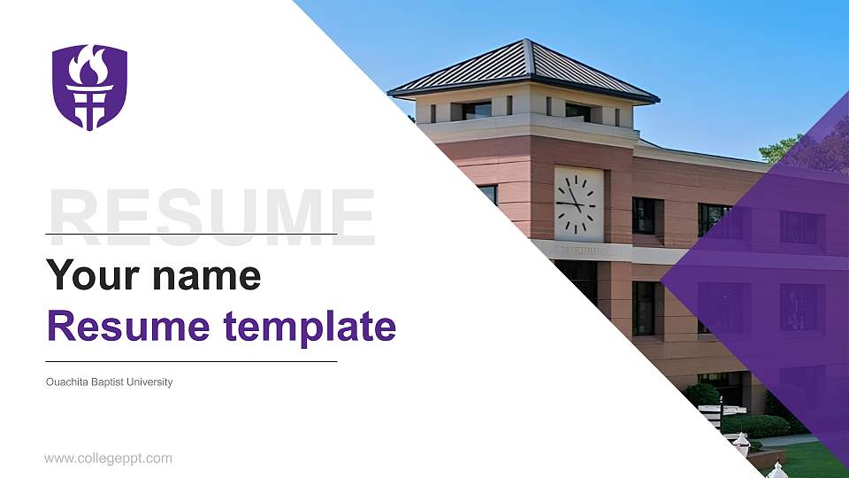 Ouachita Baptist University Resume PPT Template16:9 ratio PPT effect preview image
