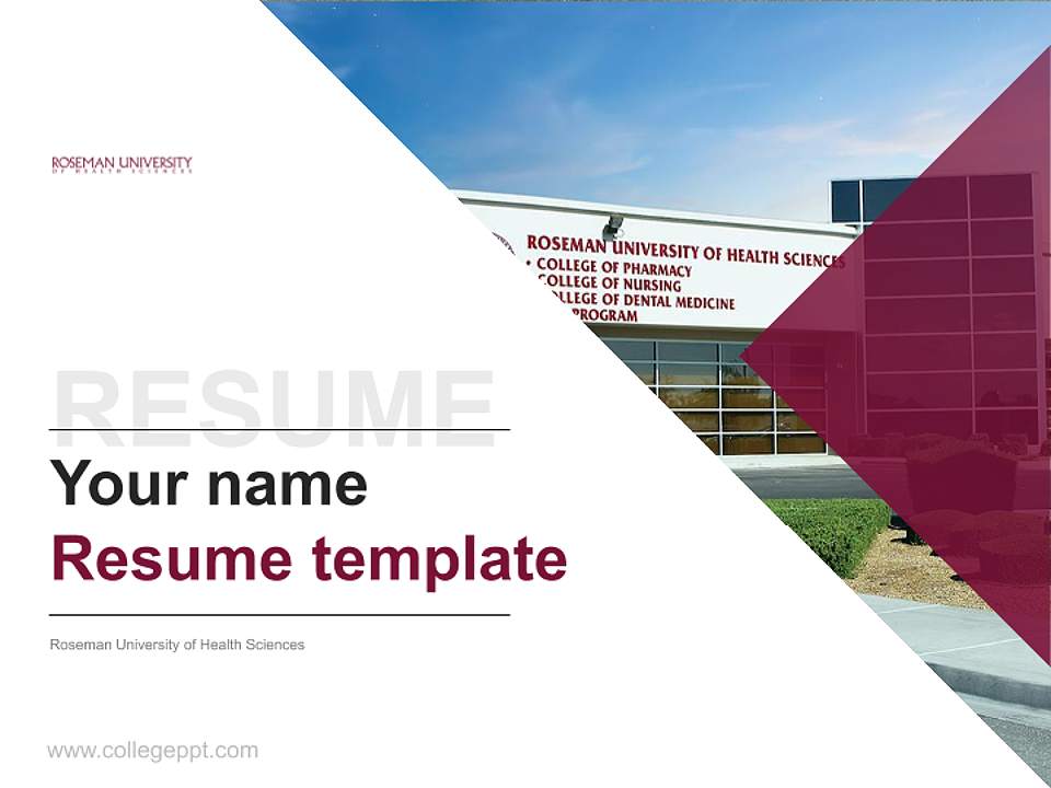 Roseman University of Health Sciences Resume PPT Template4:3 ratio PPT effect preview image5