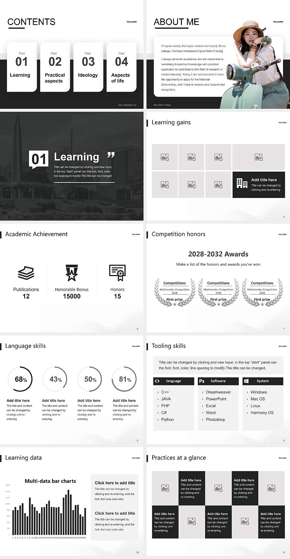 Paul Quinn College National Scholarship Defense PPT Template4:3 ratio PPT effect preview image2