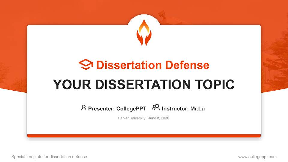 Parker University Graduation Thesis Defense PPT Template16:9 ratio PPT effect preview image