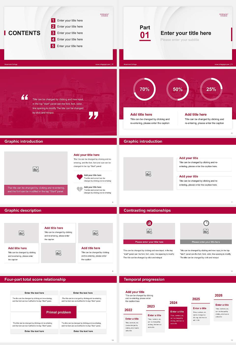 Rosemont College Thesis Proposal/Graduation Defense PPT Template16:9 ratio PPT effect preview image2