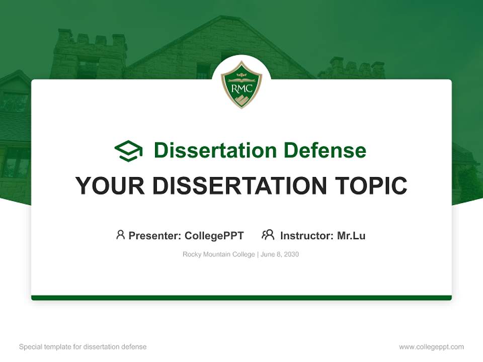 Rocky Mountain College Graduation Thesis Defense PPT Template4:3 ratio PPT effect preview image7