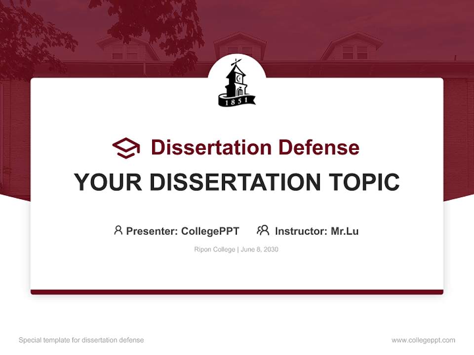 Ripon College Graduation Thesis Defense PPT Template4:3 ratio PPT effect preview image7