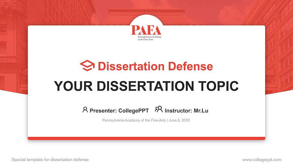 Pennsylvania Academy of the Fine Arts Graduation Thesis Defense PPT Template16:9 ratio PPT effect preview image