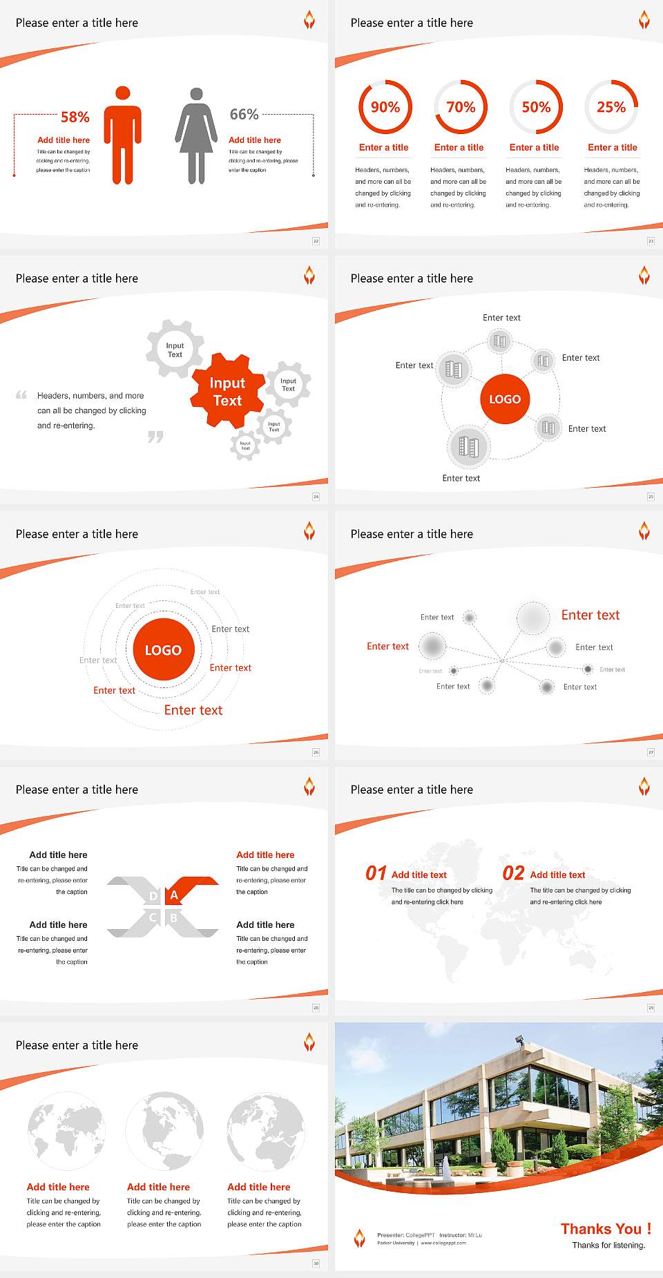Parker University Course/Courseware Creation PPT Template4:3 ratio PPT effect preview image4