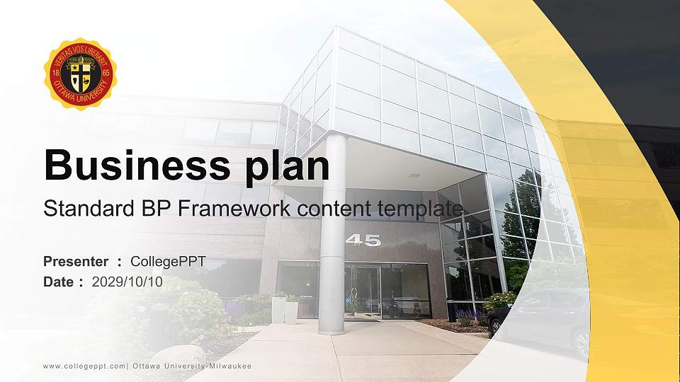 Ottawa University-Milwaukee Competition/Entrepreneurship Contest PPT Template16:9 ratio PPT effect preview image