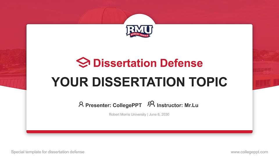 Robert Morris University Graduation Thesis Defense PPT Template16:9 ratio PPT effect preview image