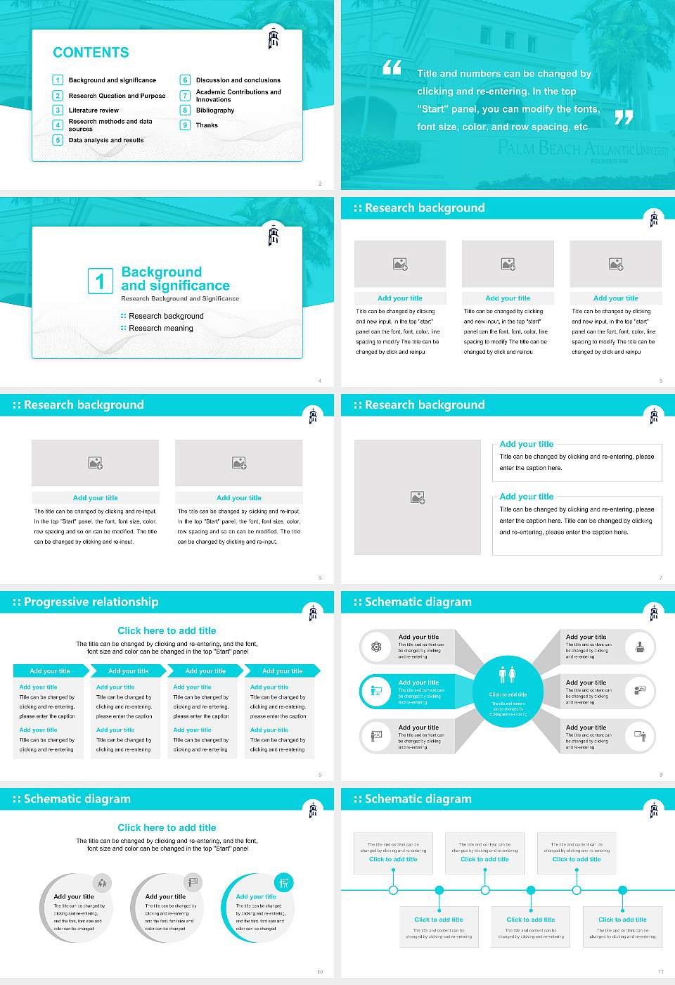 Palm Beach Atlantic University Graduation Thesis Defense PPT Template16:9 ratio PPT effect preview image2