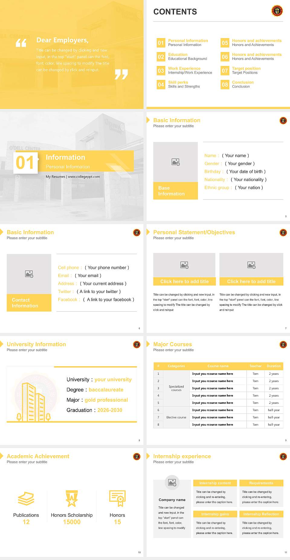 Ottawa University-Online Resume PPT Template4:3 ratio PPT effect preview image2