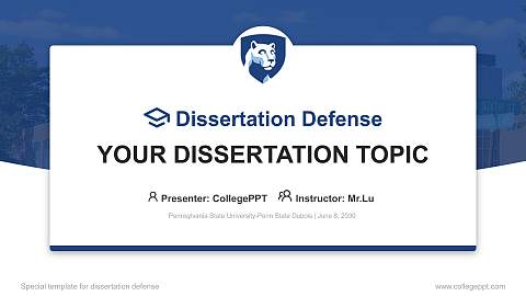 Pennsylvania State University-Penn State Dubois Graduation Thesis Defense PPT Template