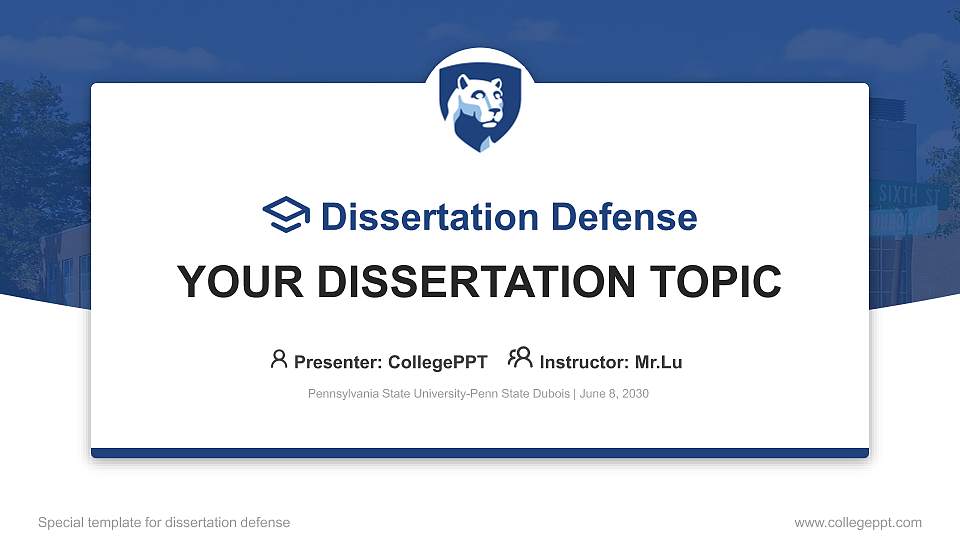 Pennsylvania State University-Penn State Dubois Graduation Thesis Defense PPT Template16:9 ratio PPT effect preview image