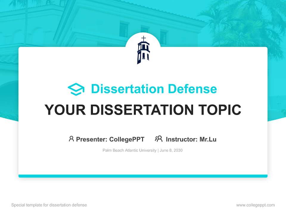 Palm Beach Atlantic University Graduation Thesis Defense PPT Template4:3 ratio PPT effect preview image7