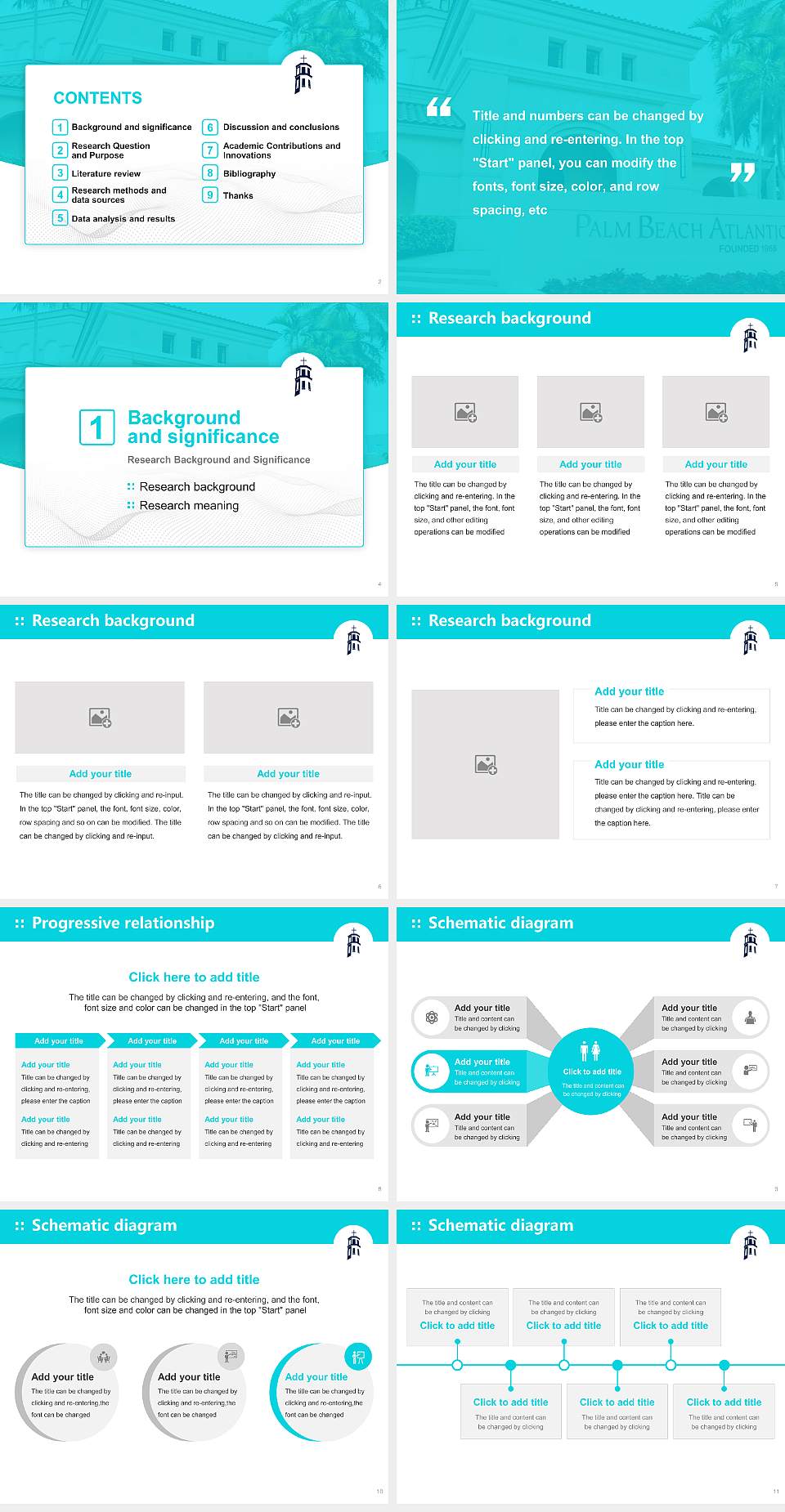 Palm Beach Atlantic University Graduation Thesis Defense PPT Template4:3 ratio PPT effect preview image2