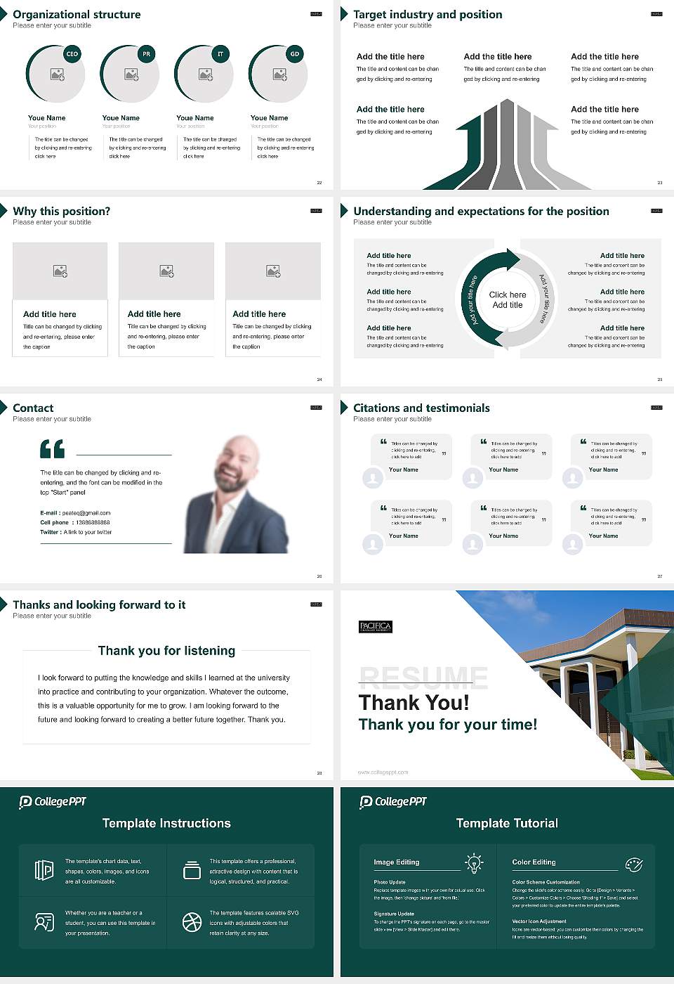 Pacifica Graduate Institute Resume PPT Template16:9 ratio PPT effect preview image4