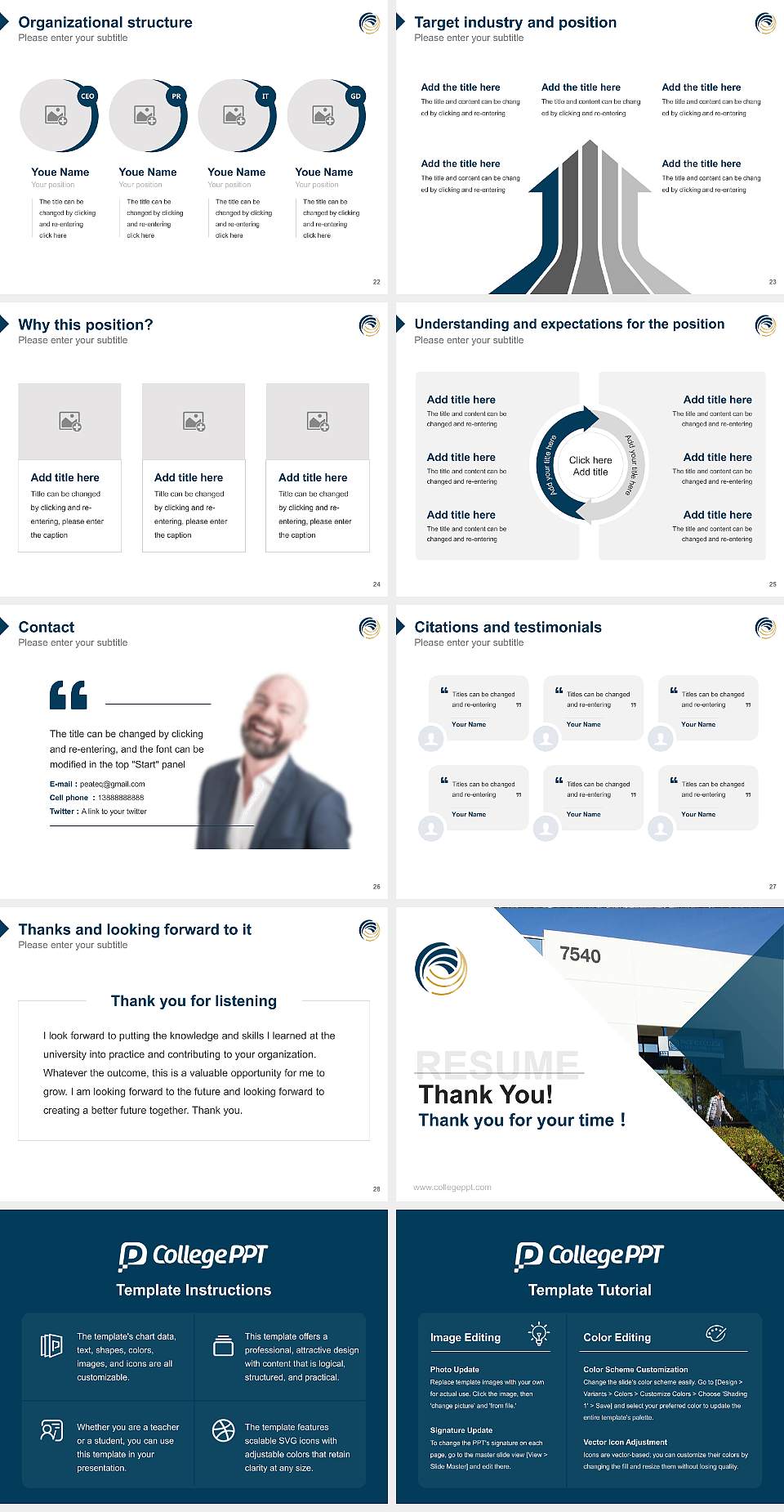 Pacific College of Health and Science Resume PPT Template4:3 ratio PPT effect preview image4