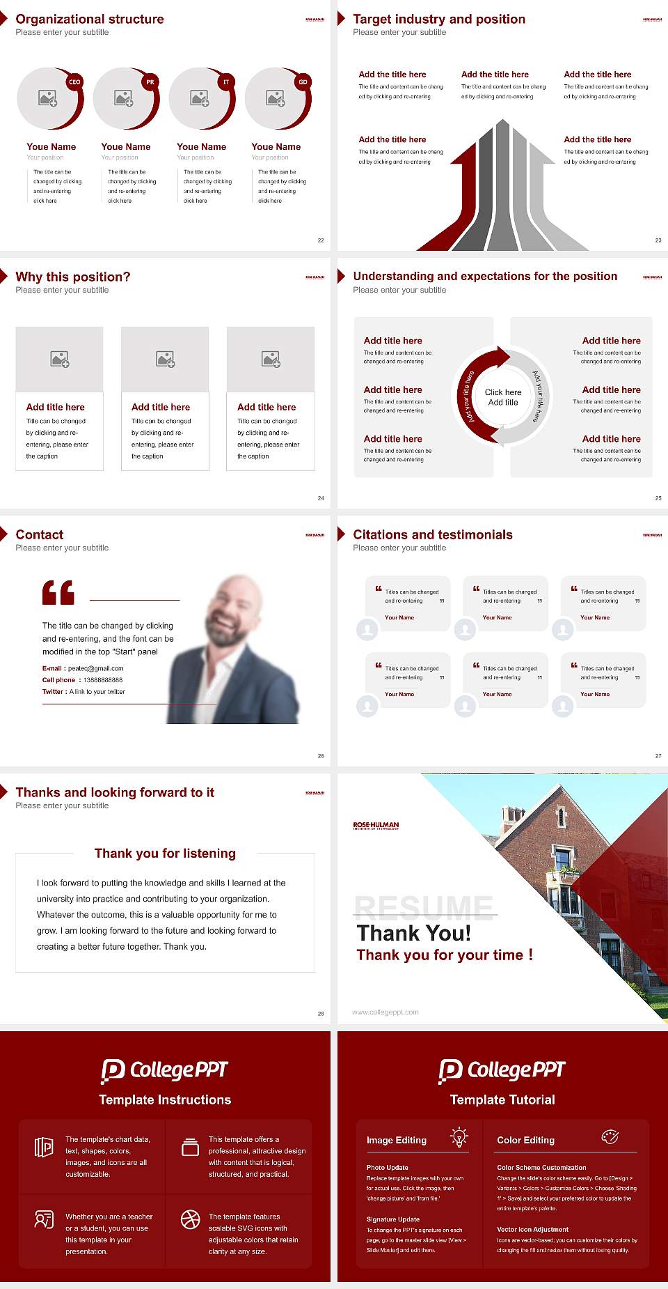 Rose-Hulman Institute of Technology Resume PPT Template4:3 ratio PPT effect preview image4