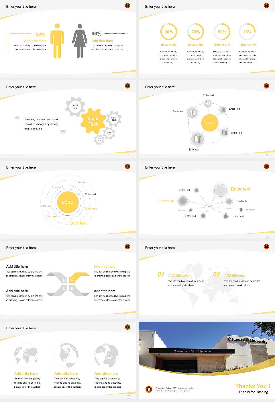 Ottawa University-Surprise Course/Courseware Creation PPT Template16:9 ratio PPT effect preview image4