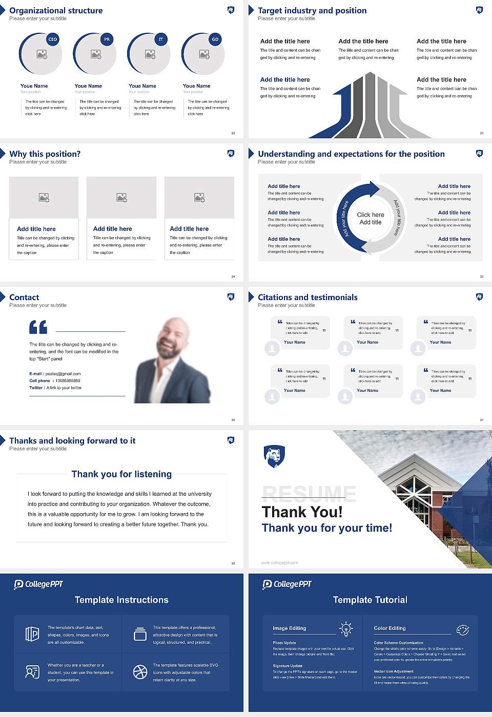 Pennsylvania State University-Penn State Erie-Behrend College Resume PPT Template16:9 ratio PPT effect preview image4