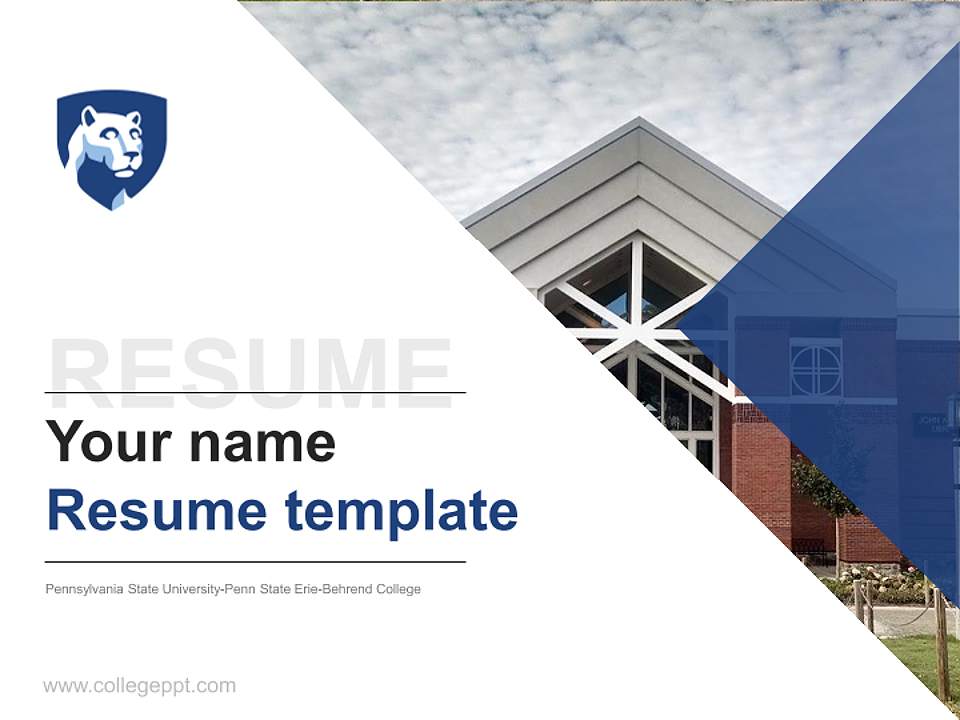 Pennsylvania State University-Penn State Erie-Behrend College Resume PPT Template4:3 ratio PPT effect preview image5