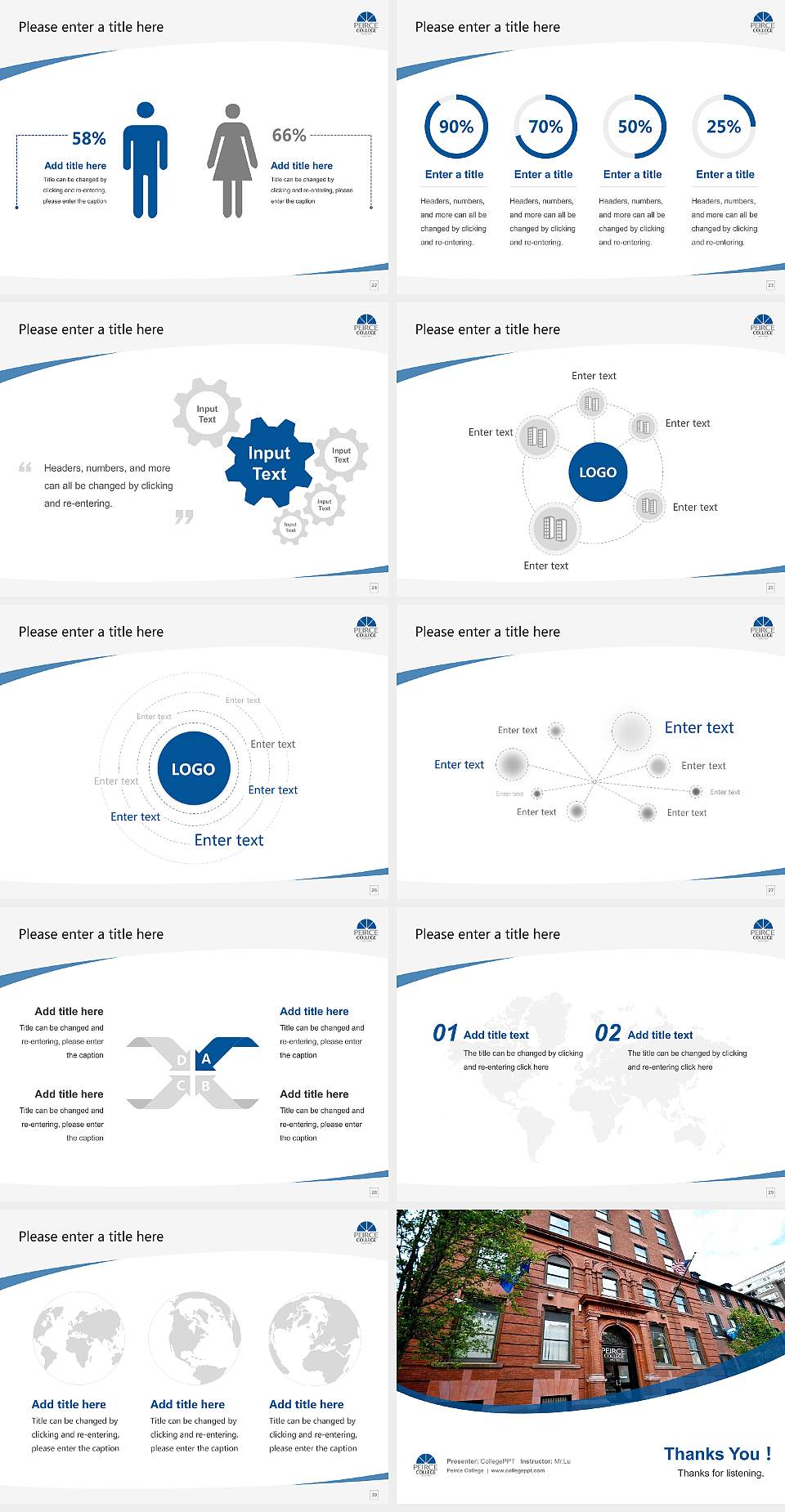 Peirce College Course/Courseware Creation PPT Template4:3 ratio PPT effect preview image4