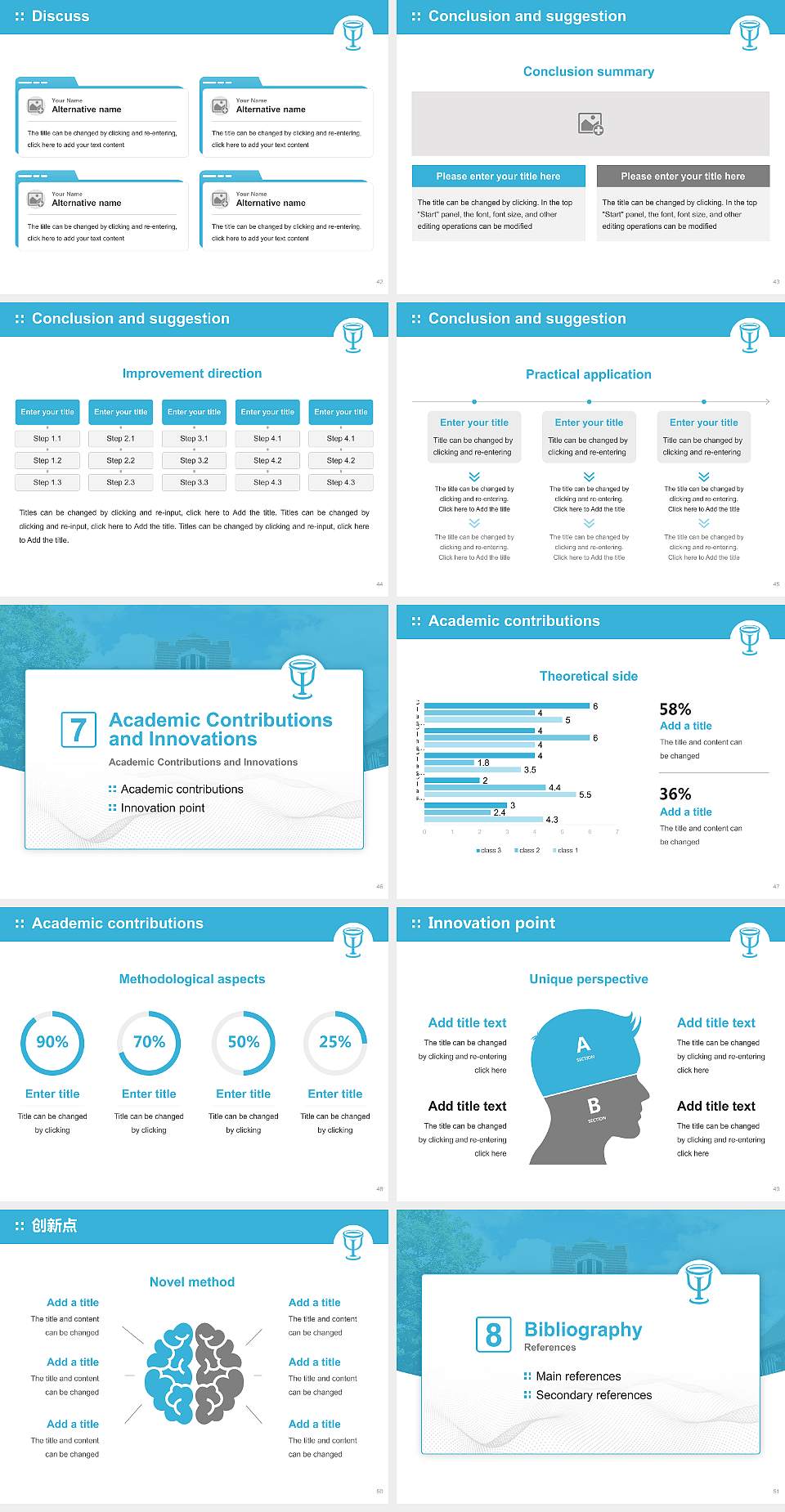 Richmont Graduate University Graduation Thesis Defense PPT Template4:3 ratio PPT effect preview image6