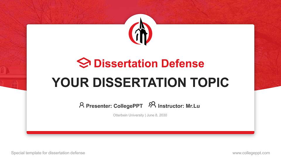 Otterbein University Graduation Thesis Defense PPT Template16:9 ratio PPT effect preview image