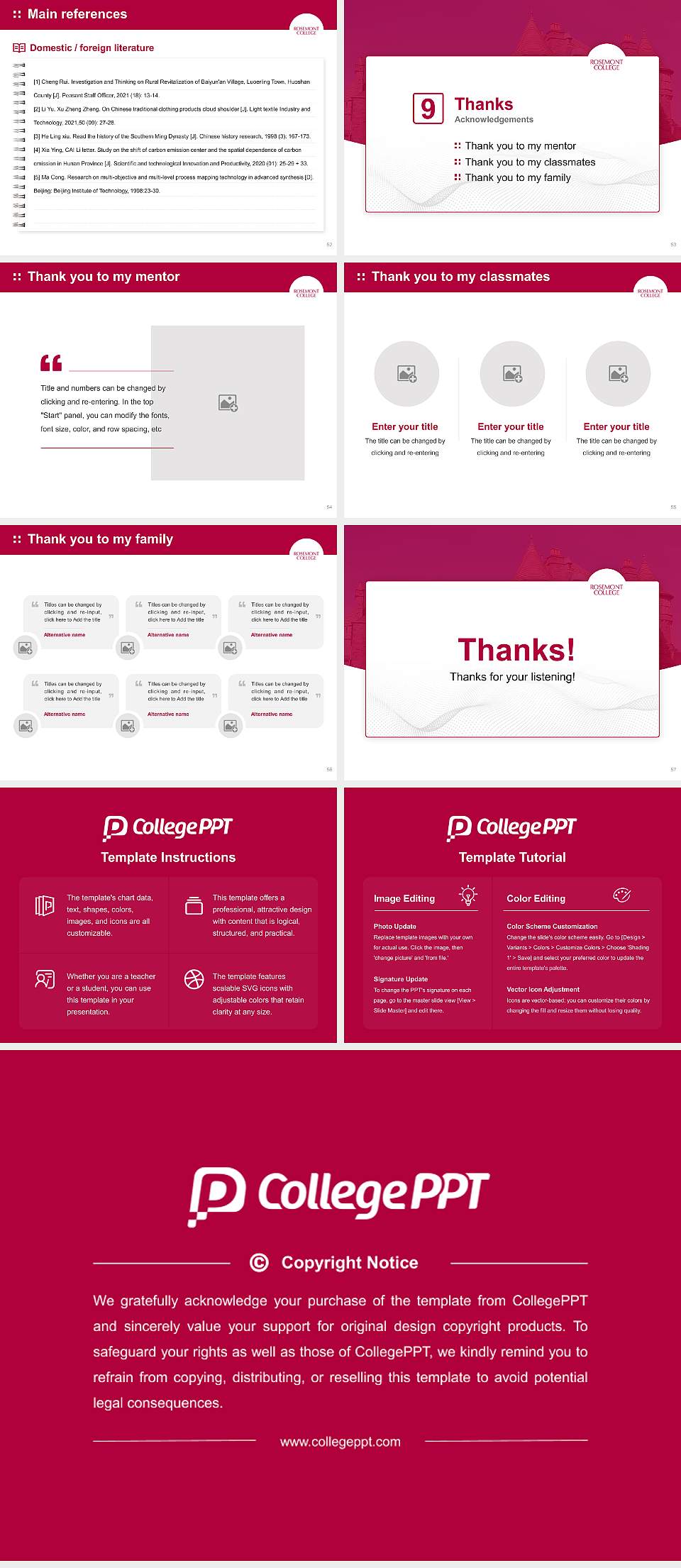 Rosemont College Graduation Thesis Defense PPT Template4:3 ratio PPT effect preview image7