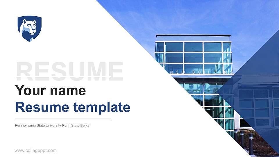 Pennsylvania State University-Penn State Berks Resume PPT Template16:9 ratio PPT effect preview image