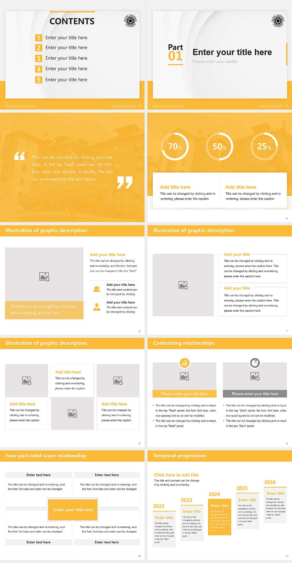 Pacific Lutheran University Thesis Proposal/Graduation Defense PPT Template4:3 ratio PPT effect preview image2