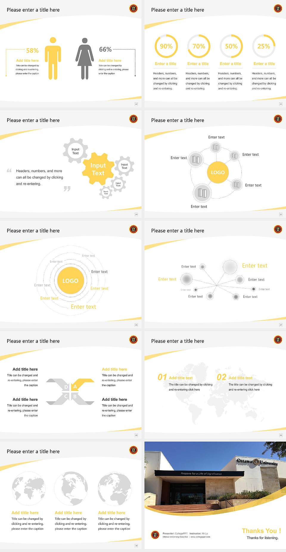 Ottawa University-Surprise Course/Courseware Creation PPT Template4:3 ratio PPT effect preview image4