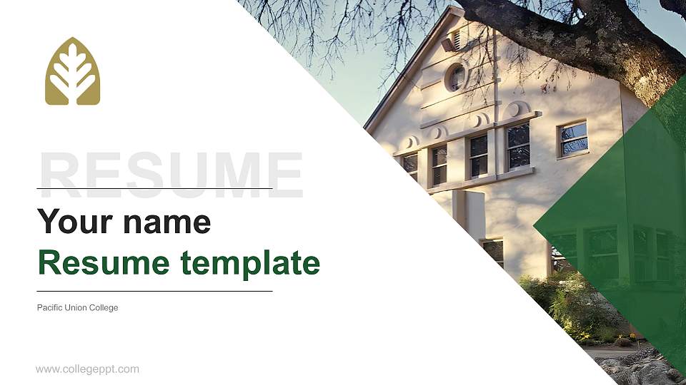 Pacific Union College Resume PPT Template16:9 ratio PPT effect preview image