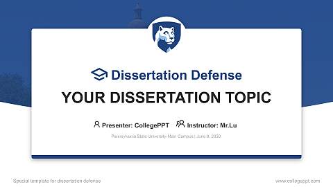 Pennsylvania State University-Main Campus Graduation Thesis Defense PPT Template