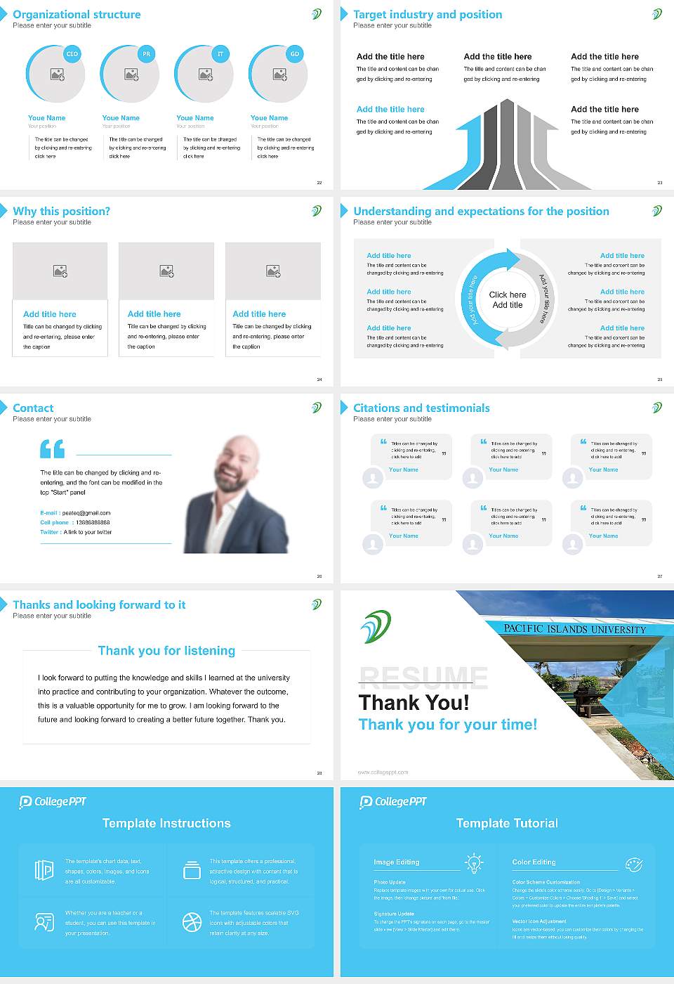 Pacific Islands University Resume PPT Template16:9 ratio PPT effect preview image4