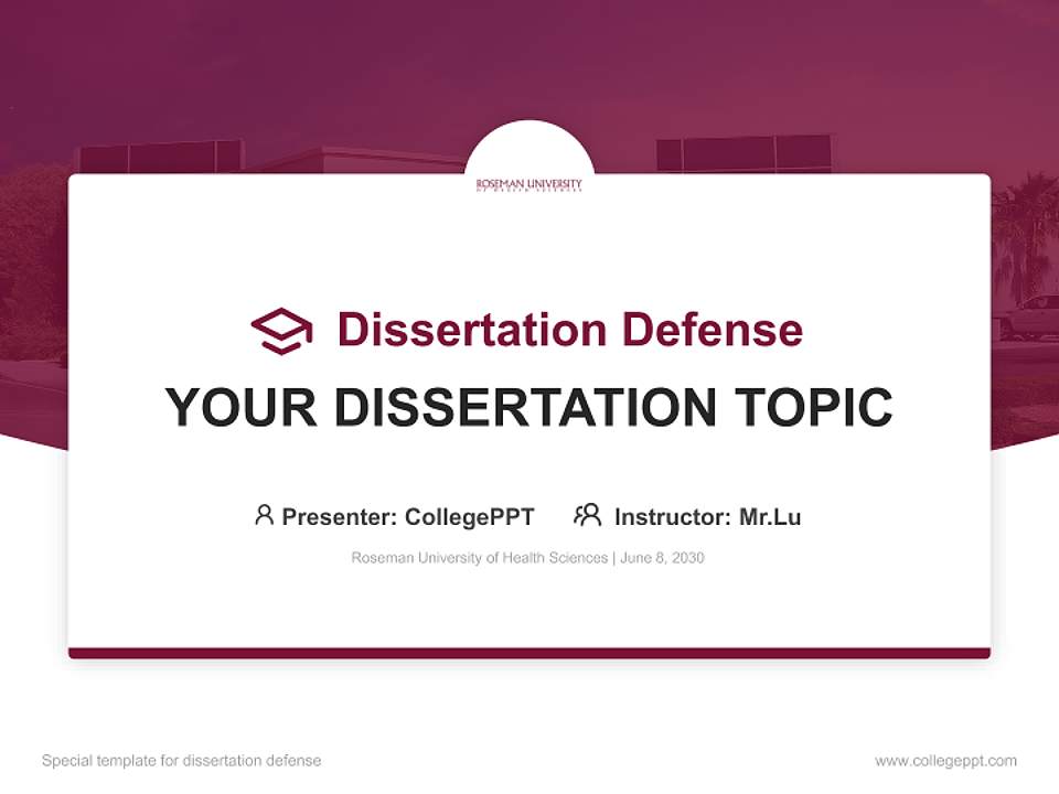 Roseman University of Health Sciences Graduation Thesis Defense PPT Template4:3 ratio PPT effect preview image7
