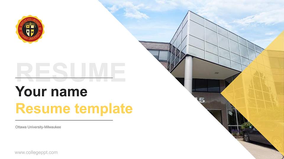 Ottawa University-Milwaukee Resume PPT Template16:9 ratio PPT effect preview image