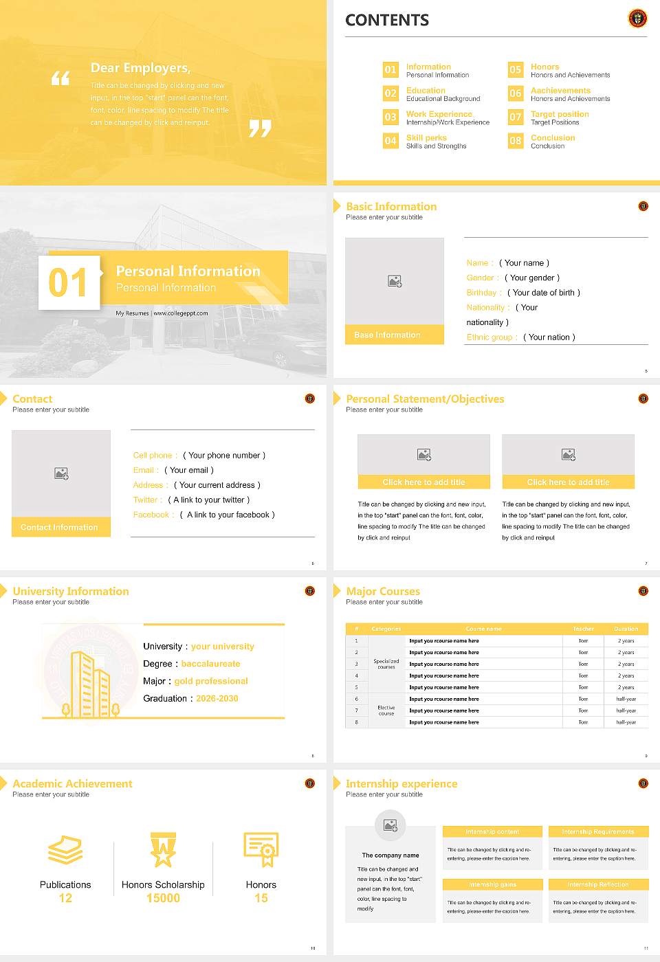 Ottawa University-Milwaukee Resume PPT Template16:9 ratio PPT effect preview image2