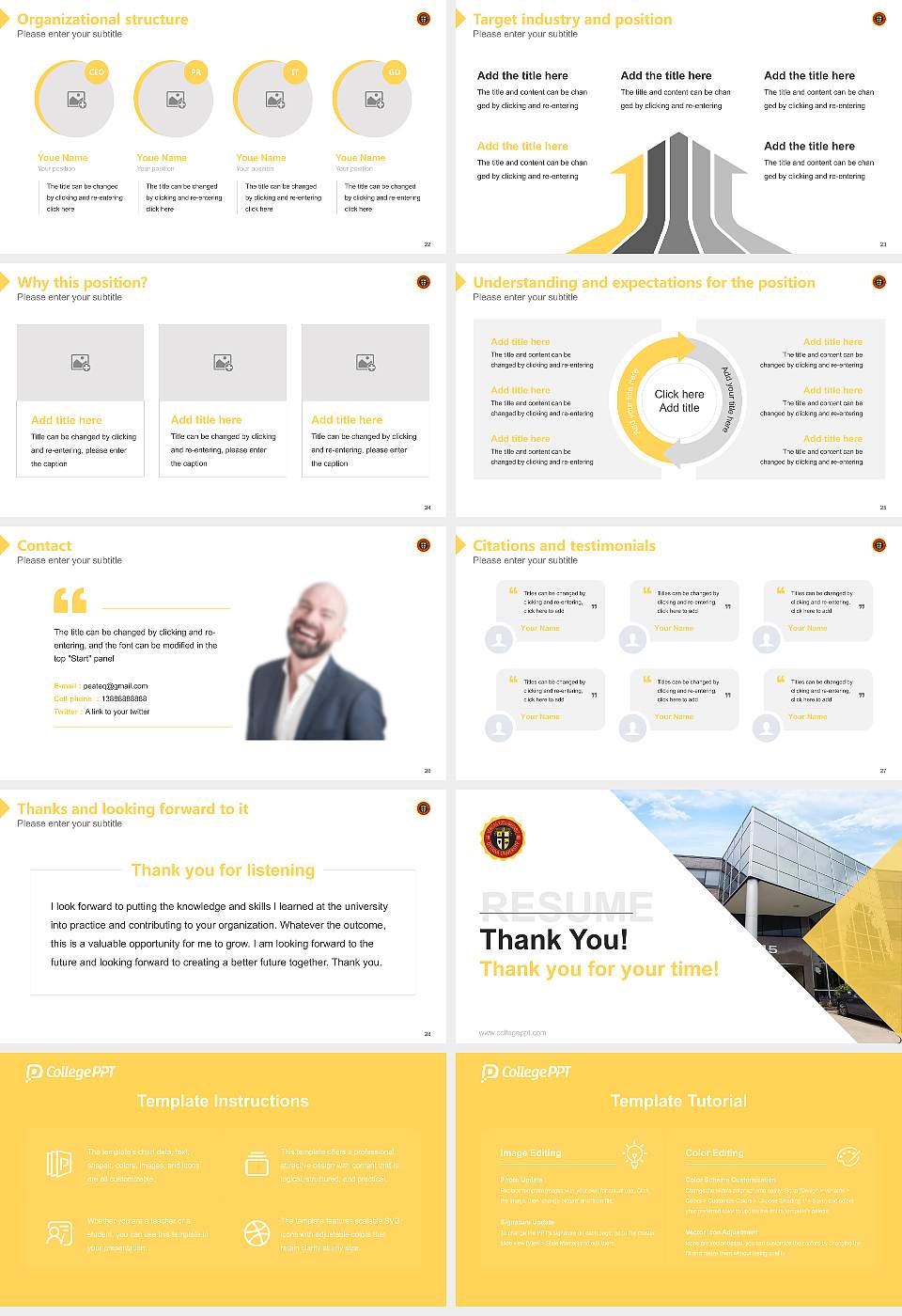 Ottawa University-Milwaukee Resume PPT Template16:9 ratio PPT effect preview image4