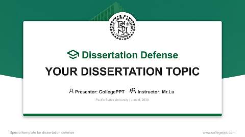 Pacific States University Graduation Thesis Defense PPT Template