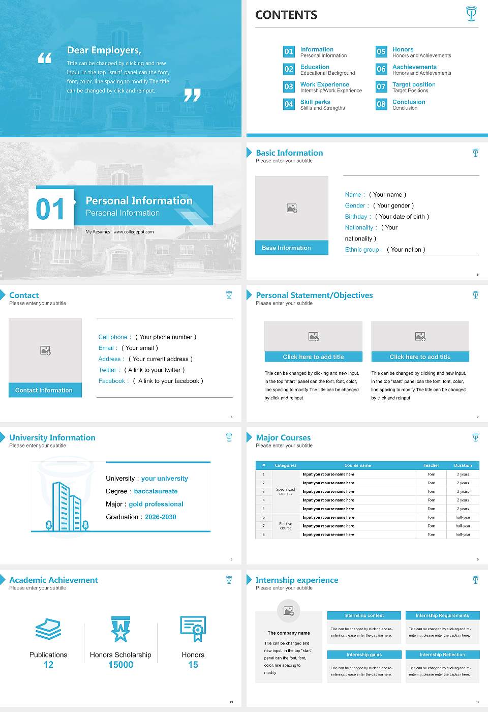Richmont Graduate University Resume PPT Template16:9 ratio PPT effect preview image2