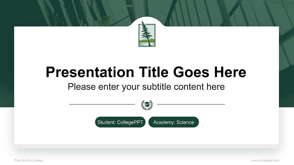 Paul Smith’s College National Scholarship Defense PPT Template16:9 ratio PPT effect preview image
