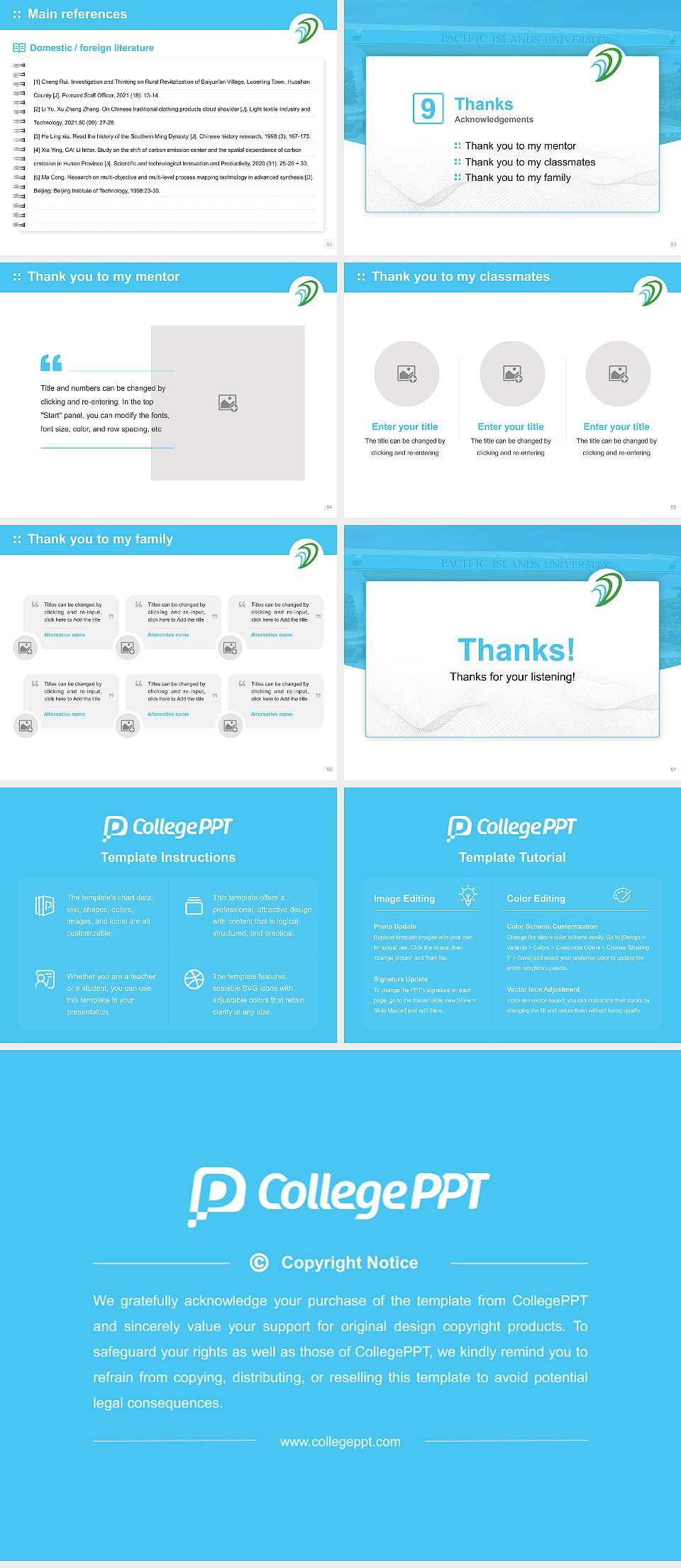 Pacific Islands University Graduation Thesis Defense PPT Template4:3 ratio PPT effect preview image7