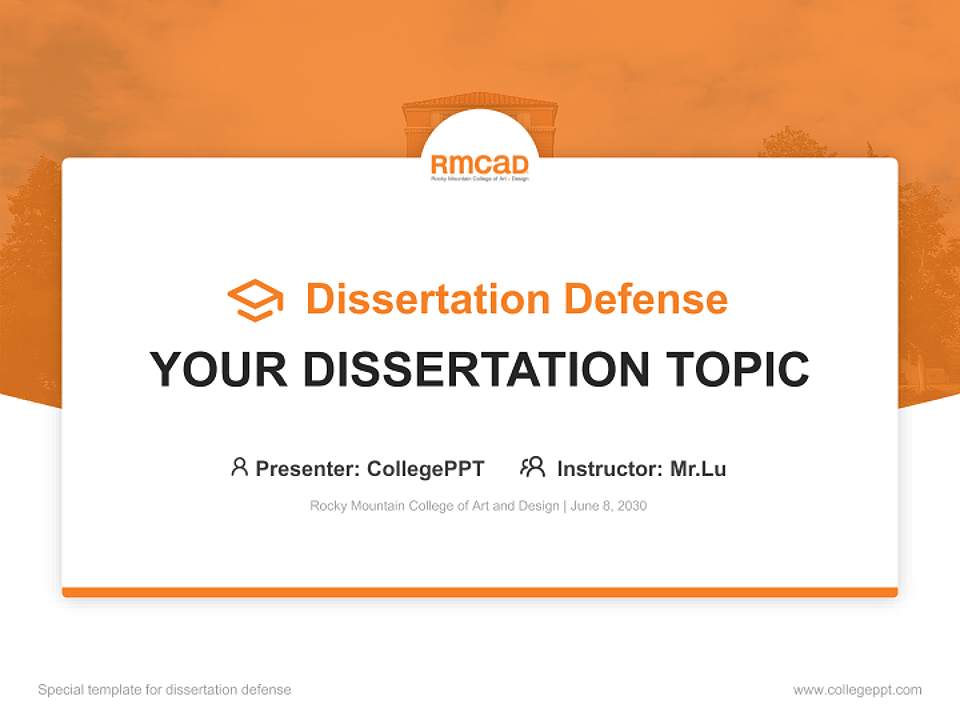 Rocky Mountain College of Art and Design Graduation Thesis Defense PPT Template4:3 ratio PPT effect preview image7